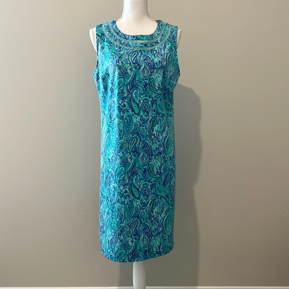 Talbots Paisley Watercolor Sleeveless Shift Dress M Medium Beach Cruise Comfort‎